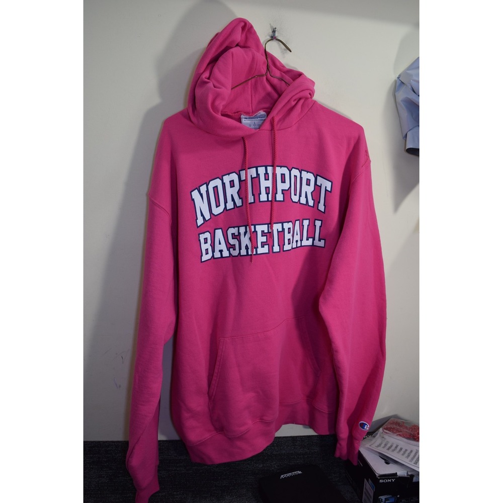 Y2K Northport High School Girls BASKETBALL Champion Hoodie MENS L Pink New York